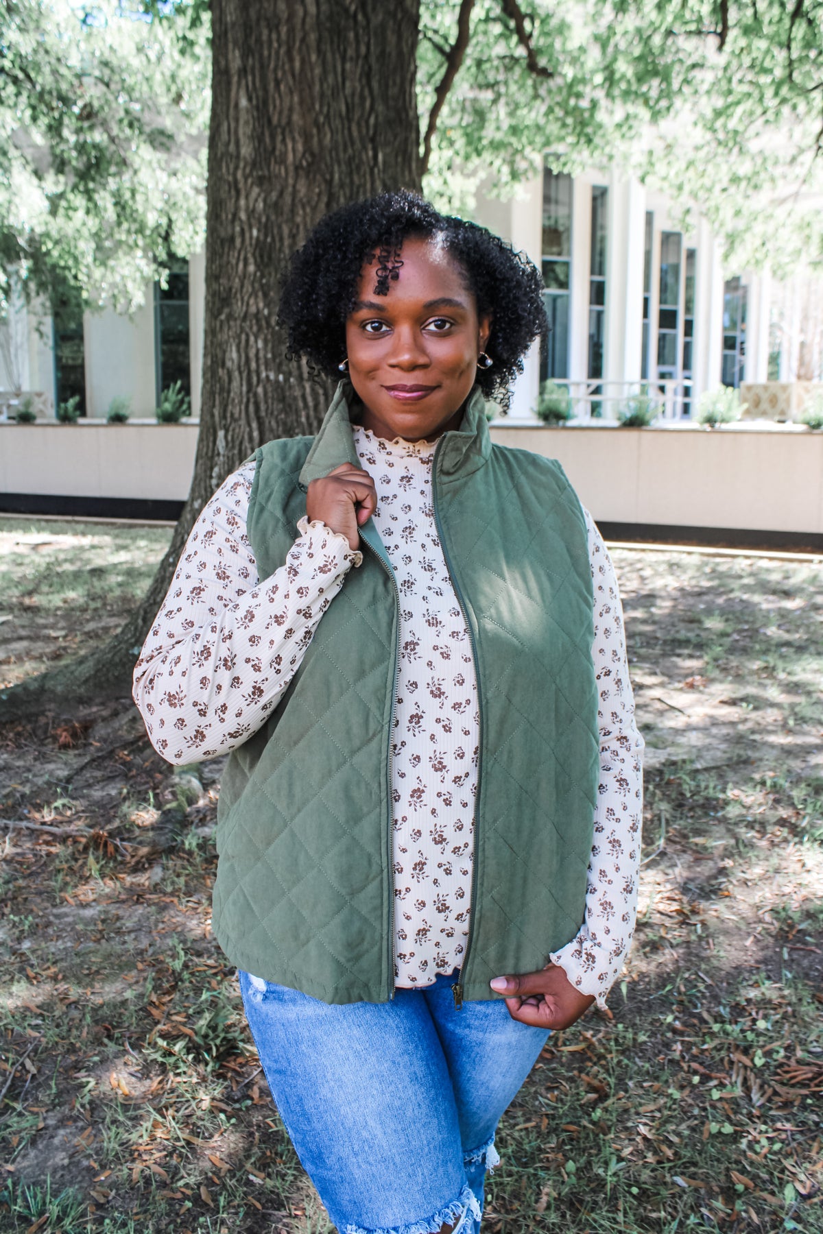 Early Mornings Quilted Vest • Olive - PLUS