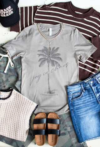 Joy In Chaos Graphic Tee • Heather Taupe