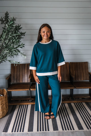 Leisure Lineup Pant Set • Teal Green