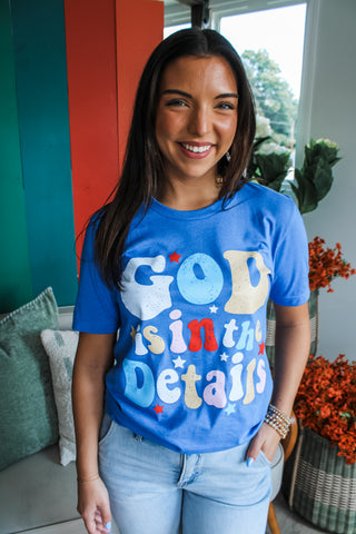 God Is In The Details Graphic Tee • Heather Blue