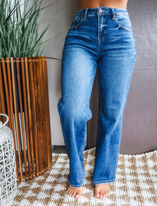 Caroline Relaxed Straight Leg | Tummy Control • Dark Wash