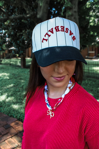 Baseball pinstripe hat • black
