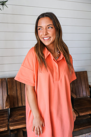 Long Weekends Polo Dress • Coral