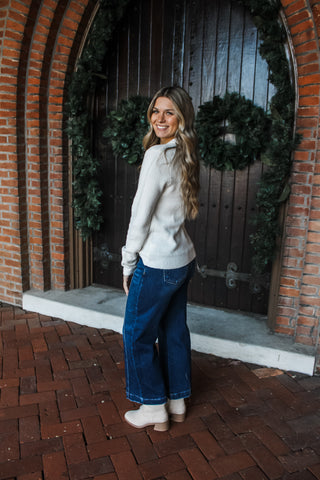 Winter Whimsy Bow Cardigan • Cream