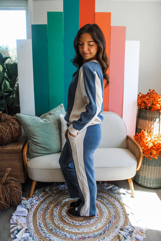 Cozy In Colorblock Pants • Denim Blue