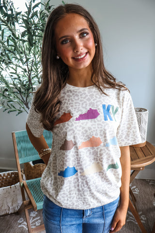 Sweet Kentucky Home Graphic Tee • Leopard
