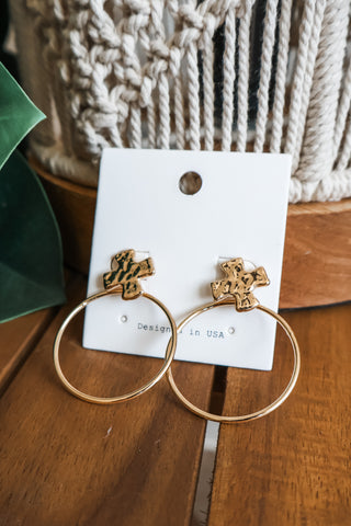 Cross Charm Hoop Earrings • Gold