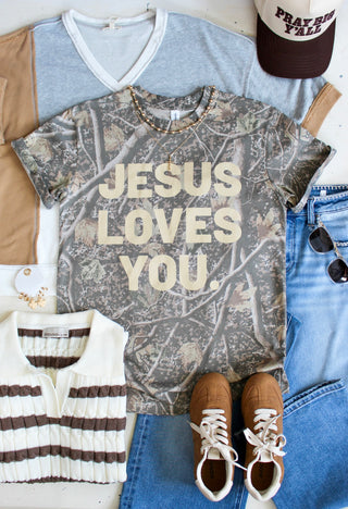 Jesus Loves You Graphic Tee • Camo