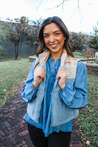 Phoenix Aztec Puffer Vest • Blue Multi