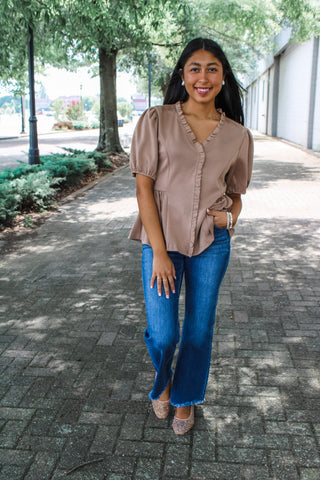 Without thinking • mocha peplum - FINAL SALE