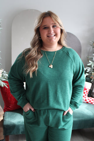 Home For The Holidays Pant Set • Green - PLUS