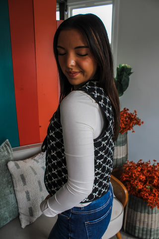 Beauty & Bows Embroidered Vest • Black - FINAL SALE
