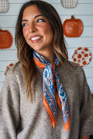 Pretty Petals Silk Scarf • Orange