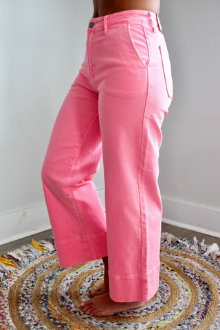 Anastasia Crop Wide Leg • Neon Pink