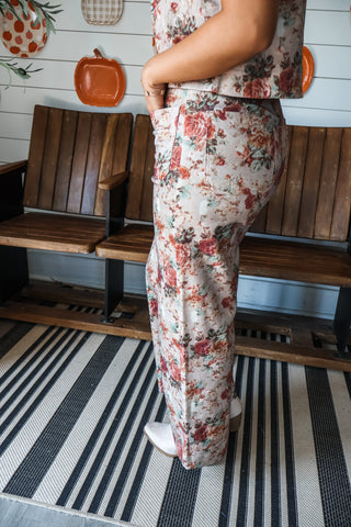 Harvest Blooms Denim Pants • Mocha