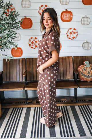 Center Stage Pant Set • Brown Dot