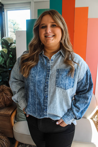 Denim Blues Striped Shirt • Indigo - PLUS