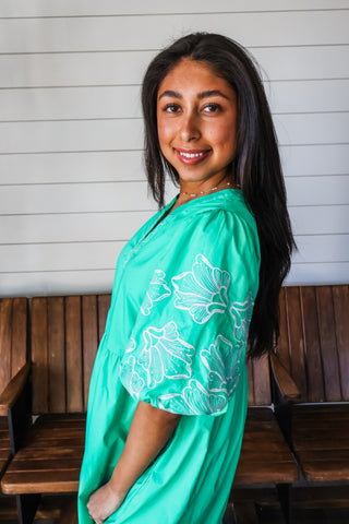 Gorgeous In Green Poplin Dress