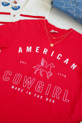 American Cowgirl Graphic Tee • Red