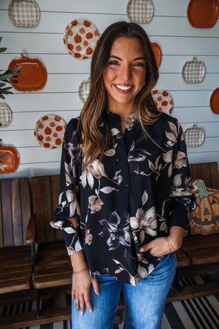 Magnolia Blooms • Black Floral