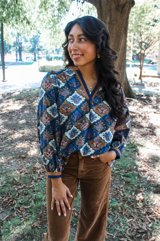 Pretty Paisley Dreams • Navy/Tan