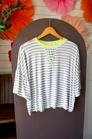 Summer Sale 56 • Contrast Stitching Striped Top - FINAL SALE
