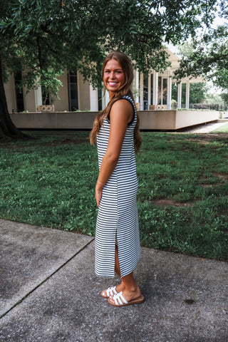 Summer In Stripes Tank Dress • Black