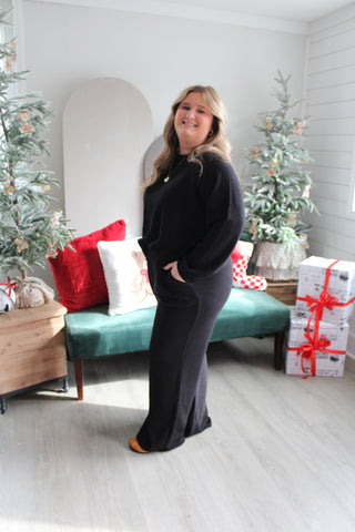 Home For The Holidays Pant Set • Black - PLUS