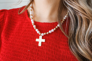 Forever Faithful Pearl Necklace • Gold