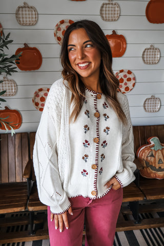 Fall Farmhouse Floral Cardi • Ivory