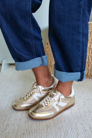 Mavis Mesh Panel Sneaker • Gold