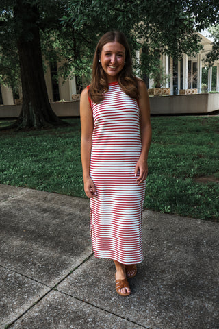 Summer In Stripes Tank Dress • Red