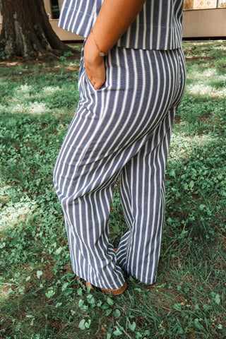 Siesta Stripes Pant Set • Grey