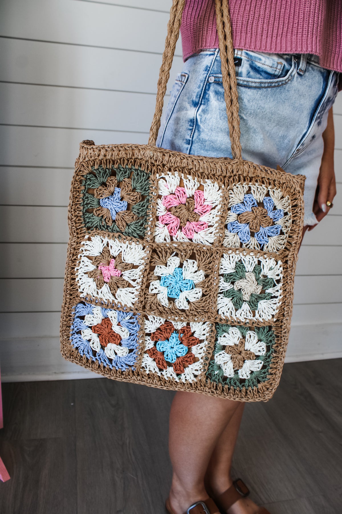 Boho Babe Crochet Raffia Tote • Natural