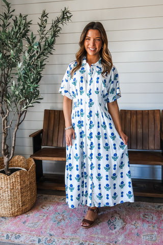 Flower Fields Shirtdress • White - FINAL SALE