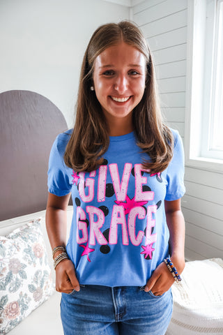 Give Grace Graphic Tee • Heather Blue
