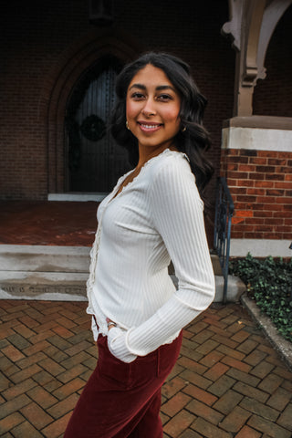 Lace Romance Button Top • Ivory