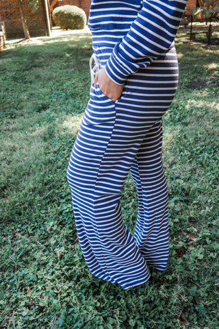 Weekend Waffle Knit Pants • Blue Stripe