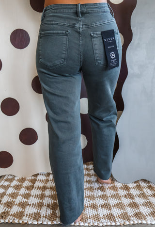 Autumn Raw Hem Straight Leg • Forest Shadow