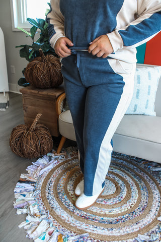 Cozy In Colorblock Pants • Denim Blue - PLUS