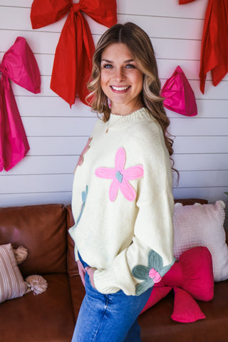 Best In Bloom Flower Sweater • Lemon