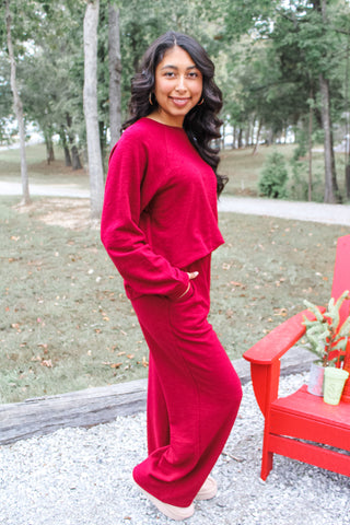 Home For The Holidays Pant Set • Maroon
