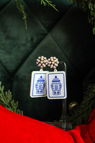 Statement Maker Tile Earrings • Blue