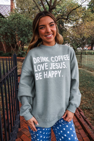 Drink Coffee Mock Neck Sweatshirt • Sage
