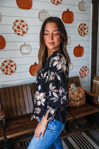 Magnolia Blooms • Black Floral