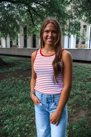 Day Trips Striped Tank • Red