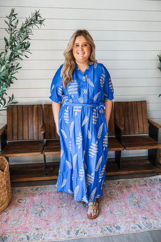 Botanical Beauty Embroidered Maxi • Blue - PLUS