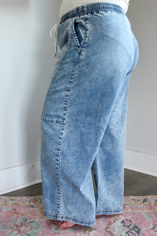 Lucy Barrel Leg Denim Pants • Light Wash - PLUS
