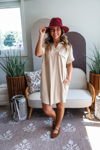 Fall Frenzy 5 • Khaki Utility Knit Dress - FINAL SALE