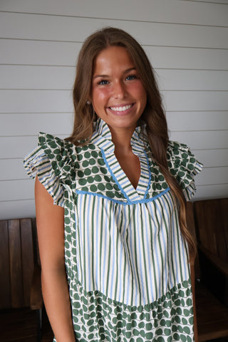 Fall Frenzy 28 • Dots & Stripes Ruffle Dress - FINAL SALE